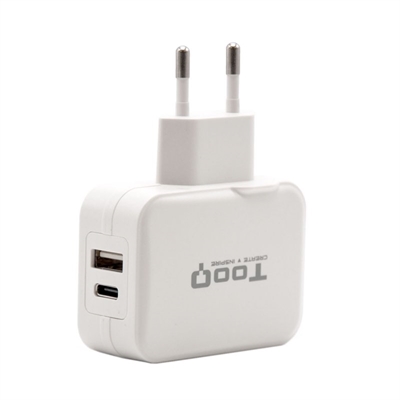 Tooq Cargador de pared doble USB c USB A